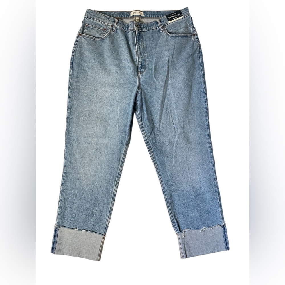 Abercrombie & fitch the 90s straight high waisted cuffed jeans